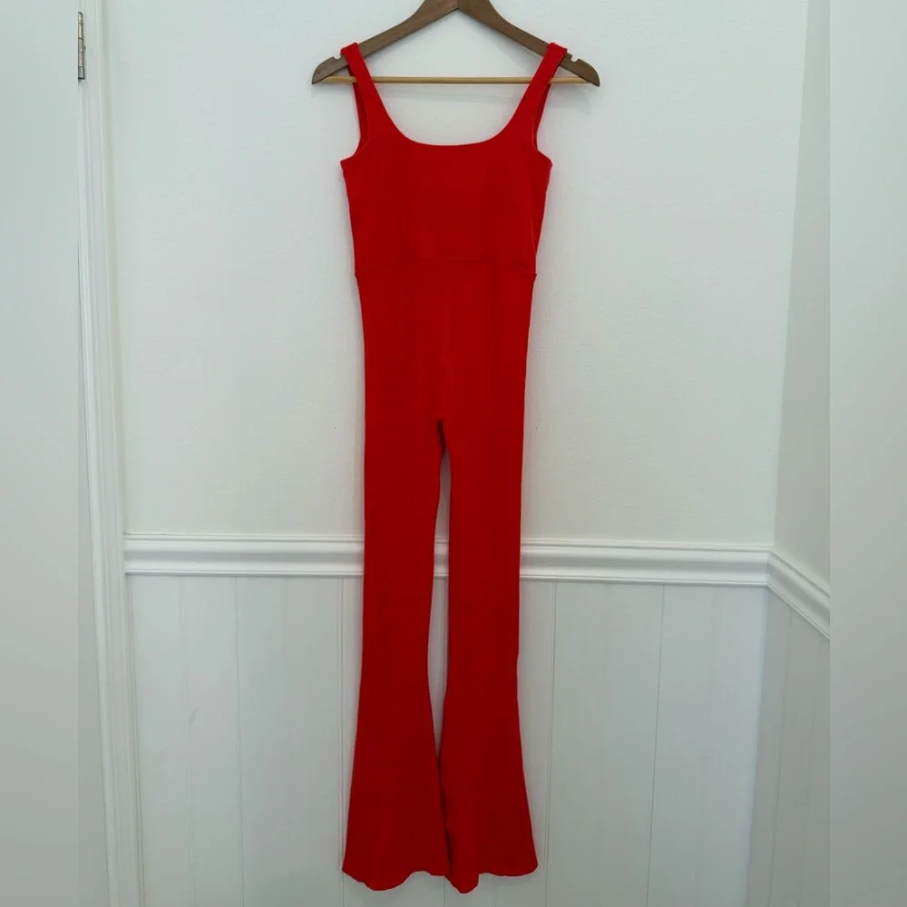 Free People FP Movement Rich Soul Flared Onesie, Red “Bittersweet” - Size XS/S - Picture 3 of 7